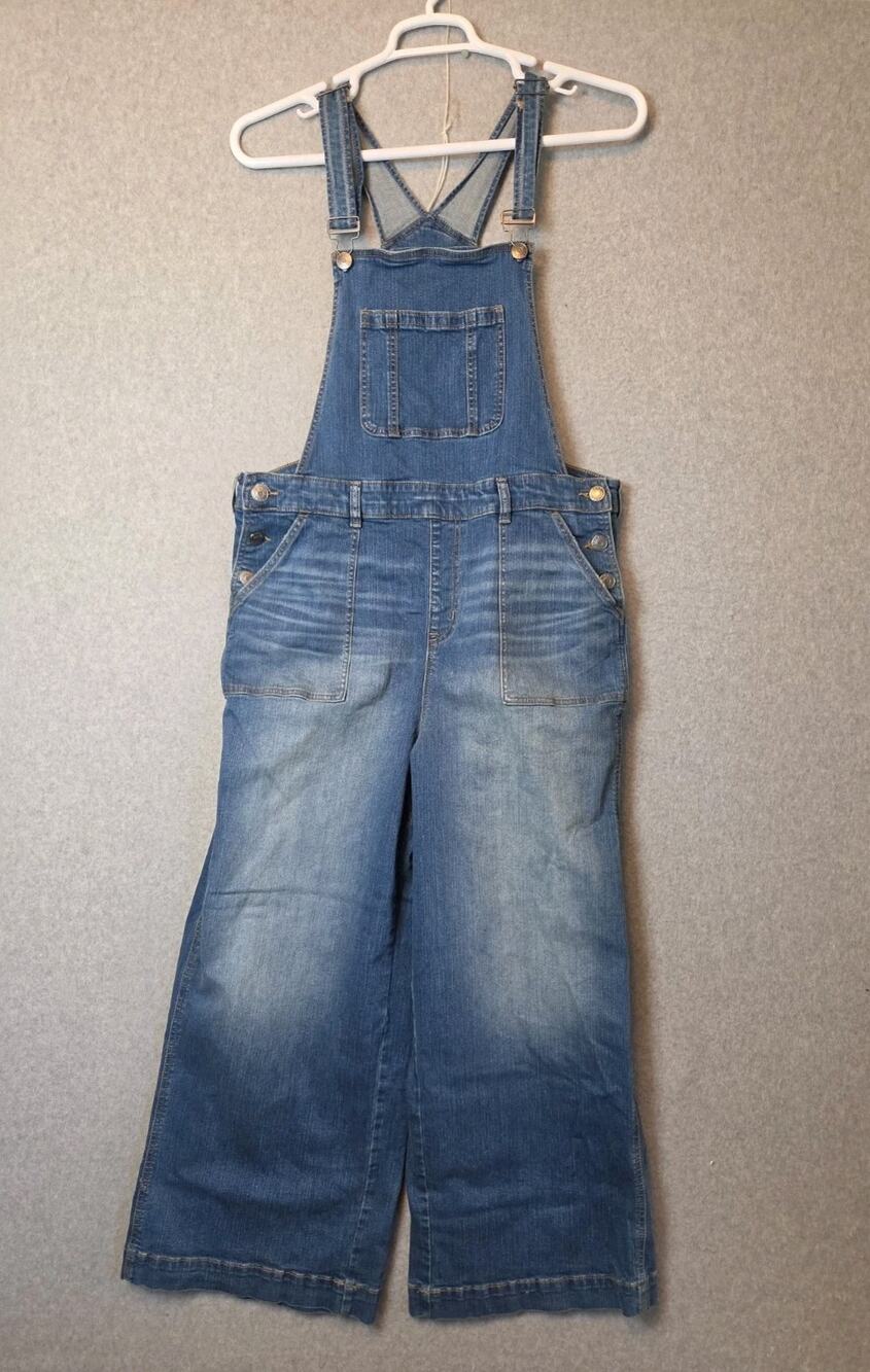Torrid Blue Denim Wide Leg Slouchy Bib Overalls Women's 16S Stretch Pockets